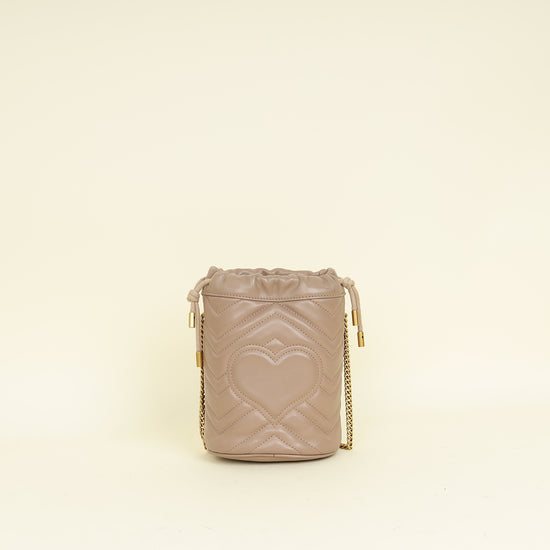 Gucci Taupe GG Marmont Mini Bucket Bag