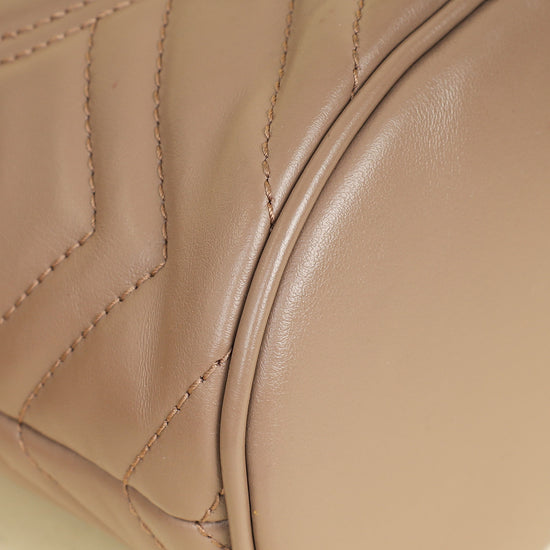 Gucci Taupe GG Marmont Mini Bucket Bag