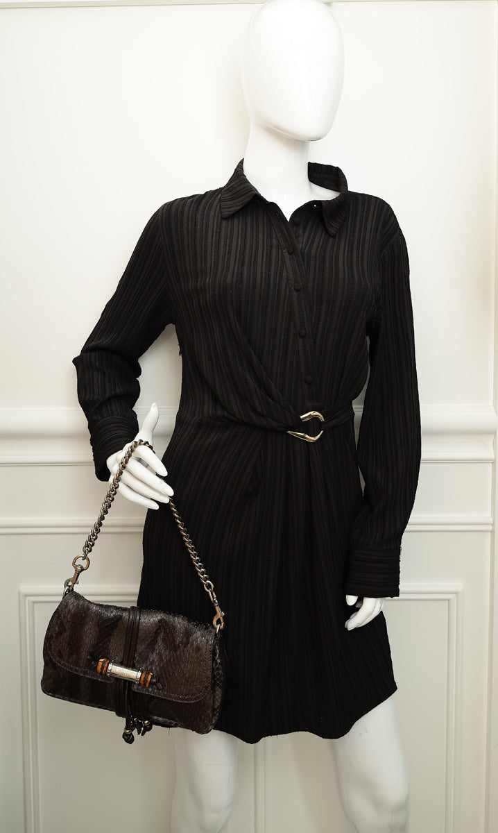 Gucci Dark Gray Croisette Bamboo Evening Bag-Gucci-THE CLOSET