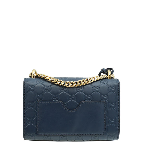 Gucci Blue Guccissima Padlock Small Chain Bag