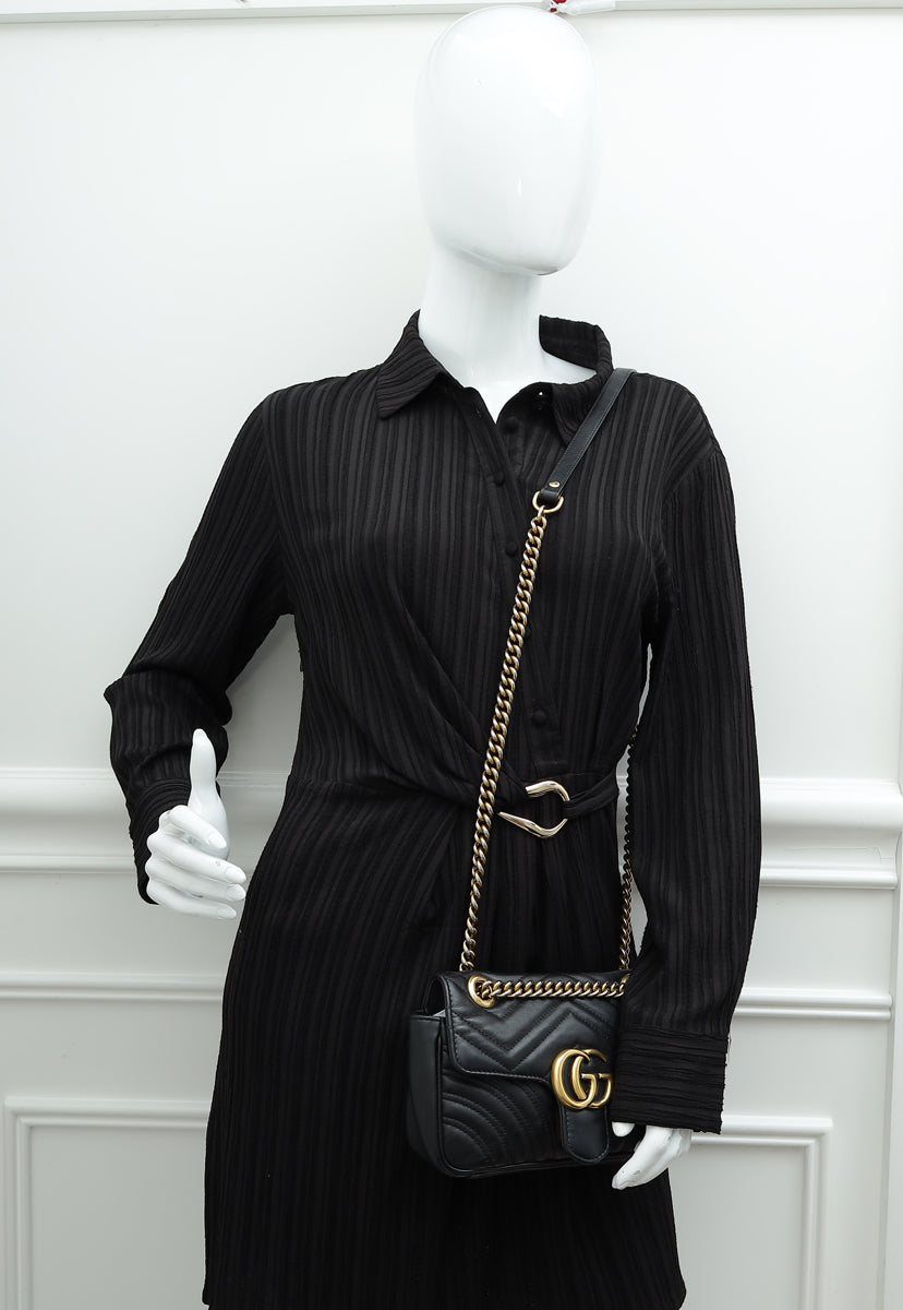 Gucci Black GG Marmont Mini Shoulder Bag