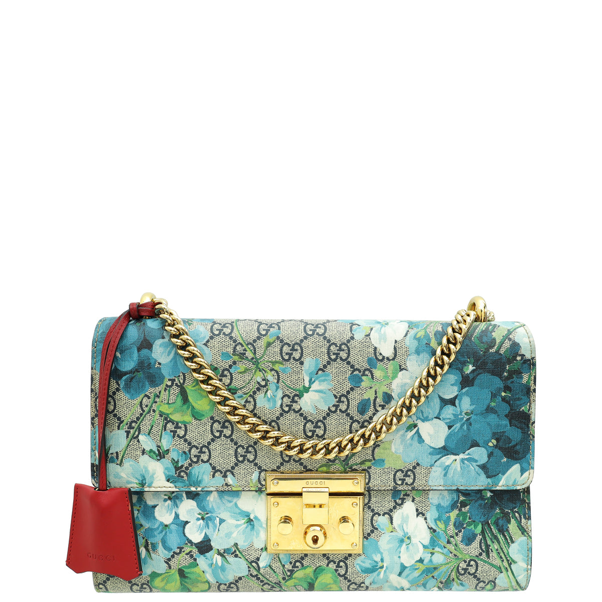 Gucci Bicolor GG Blooms Padlock Flap Mediuum Shoulder Bag