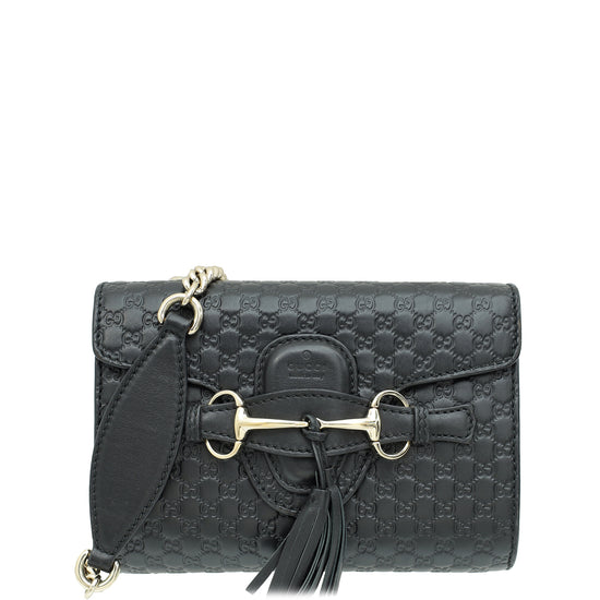 Gucci Black GG Microcannage Emily Mini Bag