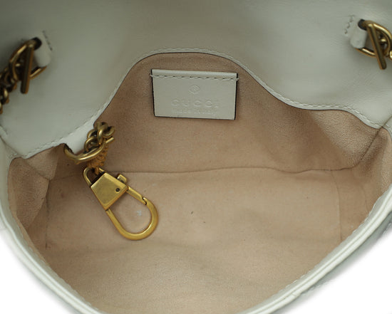 Gucci White GG Marmont Super Mini Bag