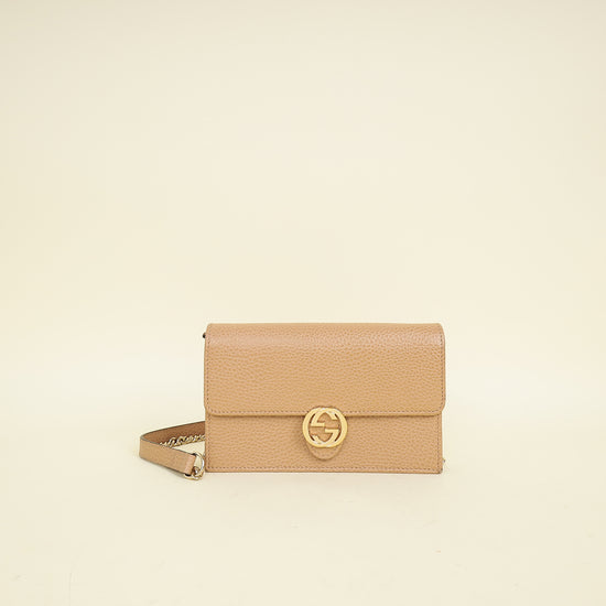 Gucci Beige Interlocking G Chain Wallet