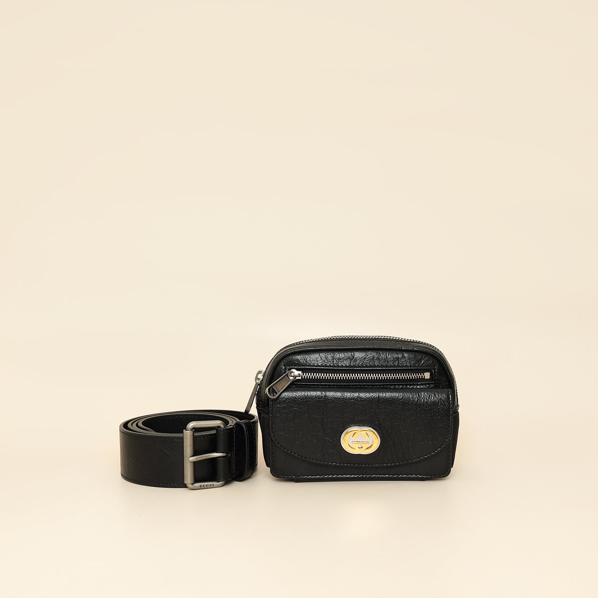 Gucci Black Cracked Morpheus Belt Bag