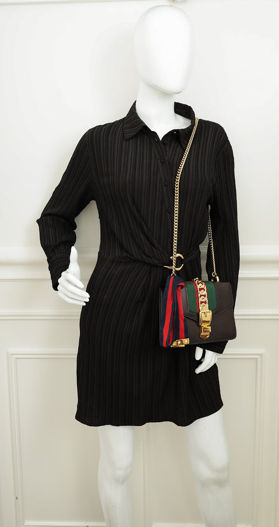 Gucci Black Sylvie Mini Chain Shoulder Bag-Gucci-THE CLOSET