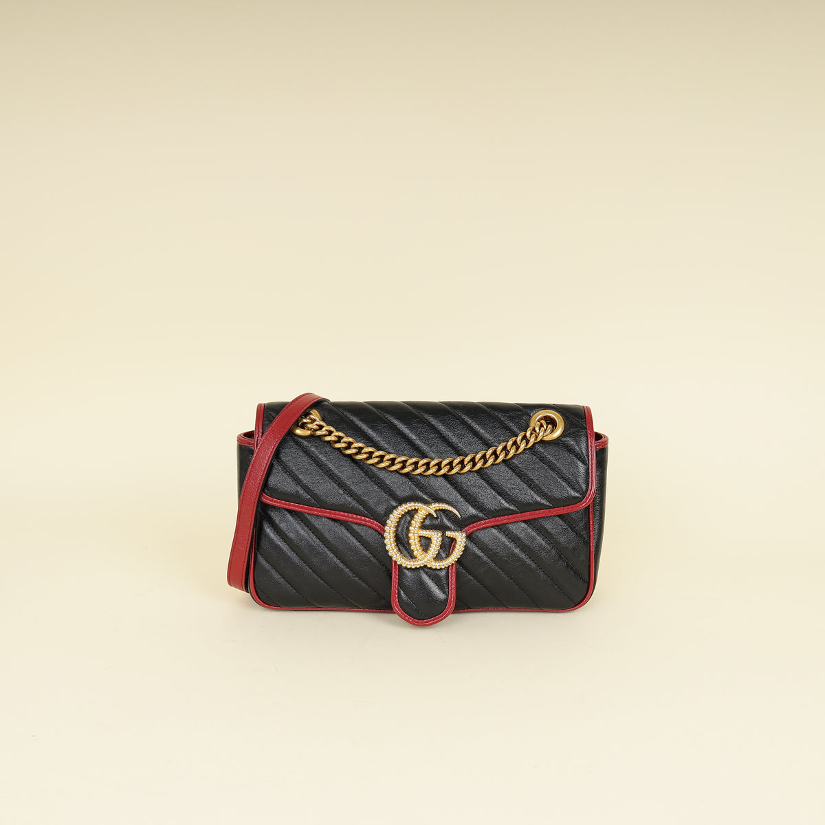 Gucci Black Torchon GG Marmont Medium Shoulder Bag