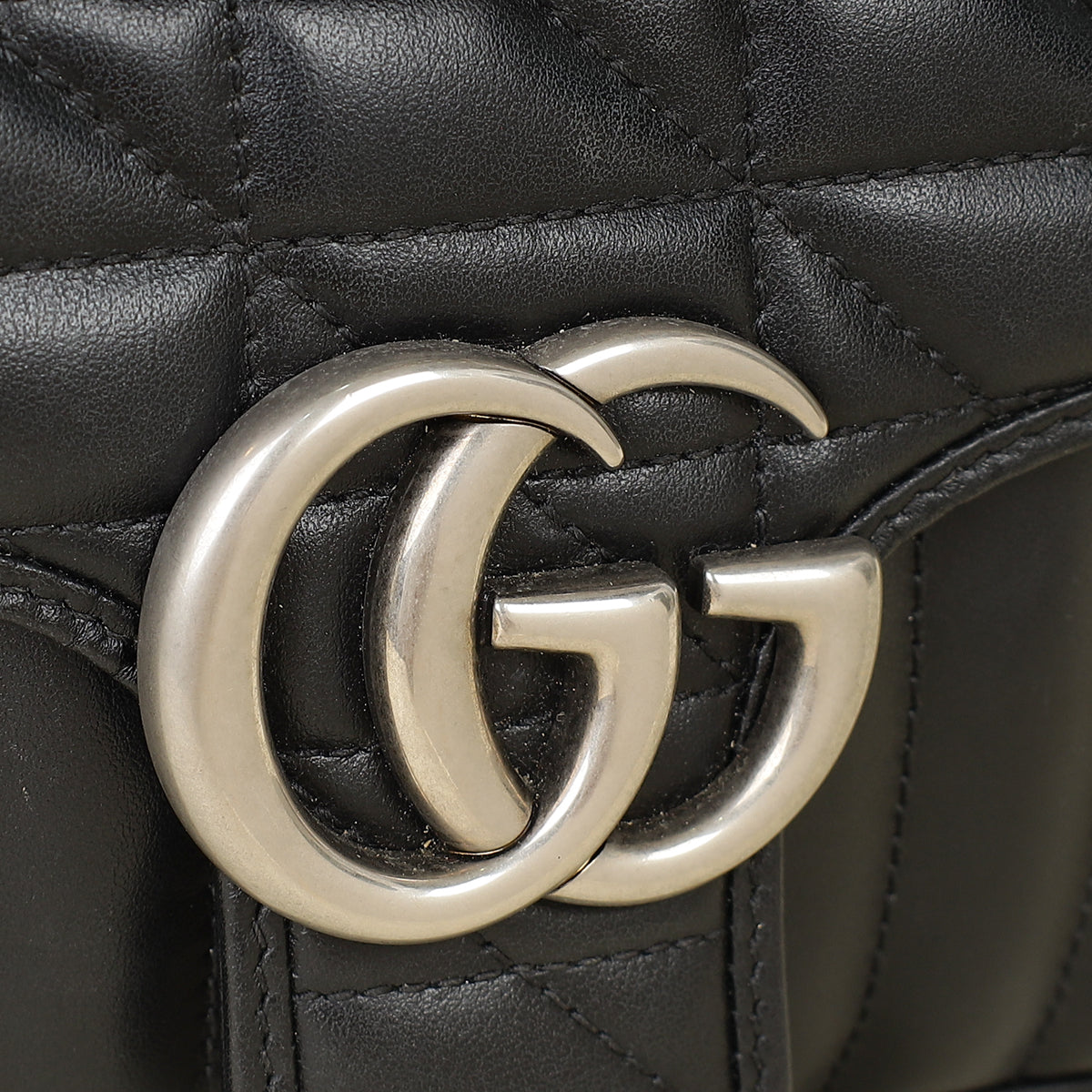 Gucci Black Mix Quilt GG Marmont Medium Shoulder Bag
