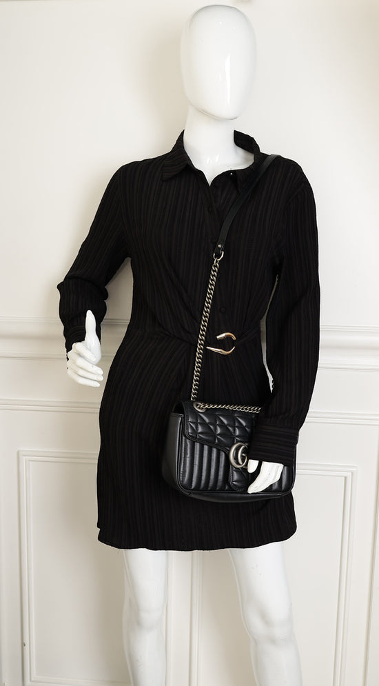Gucci Black Mix Quilt GG Marmont Medium Shoulder Bag