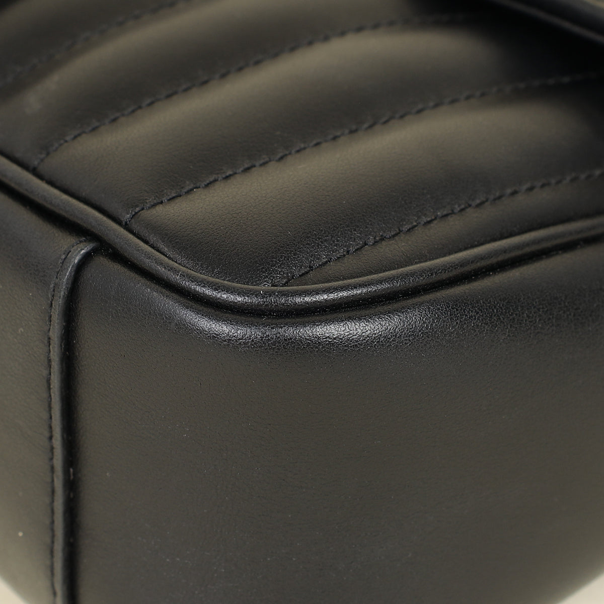 Gucci Black Mix Quilt GG Marmont Medium Shoulder Bag