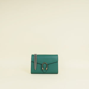 Gucci Green Crystal Dionysus Mini Chain Wallet