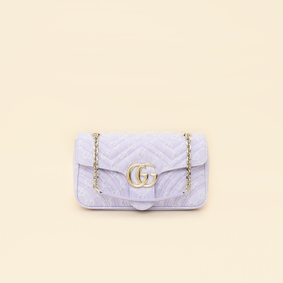 Gucci Lilac GG Denim GG Marmont Medium Shoulder Bag-Gucci-THE CLOSET