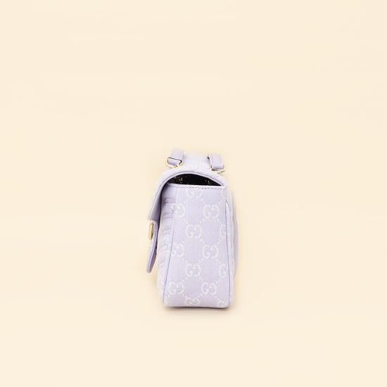 Gucci Lilac GG Denim GG Marmont Medium Shoulder Bag-Gucci-THE CLOSET