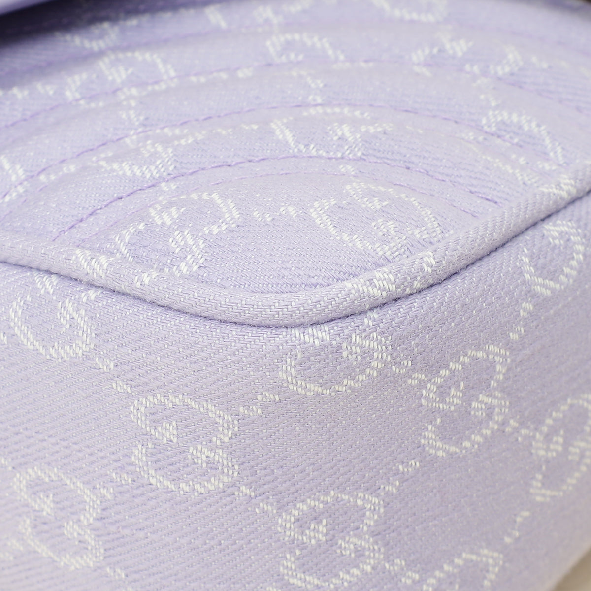 Gucci Lilac GG Denim GG Marmont Medium Shoulder Bag-Gucci-THE CLOSET