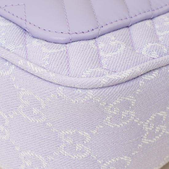 Gucci Lilac GG Denim GG Marmont Medium Shoulder Bag-Gucci-THE CLOSET