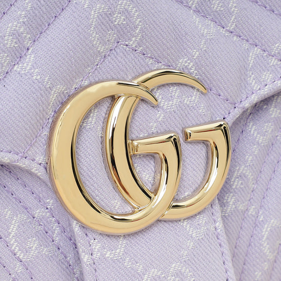Gucci Lilac GG Denim GG Marmont Medium Shoulder Bag-Gucci-THE CLOSET