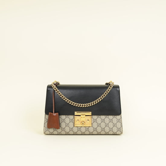 Gucci Tricolor GG Supreme Padlock Medium Shoulder Bag