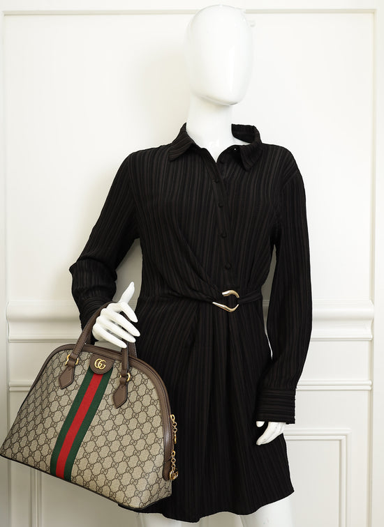 Gucci Bicolor GG Supreme Web Ophidia Top Handle Dome Bag
