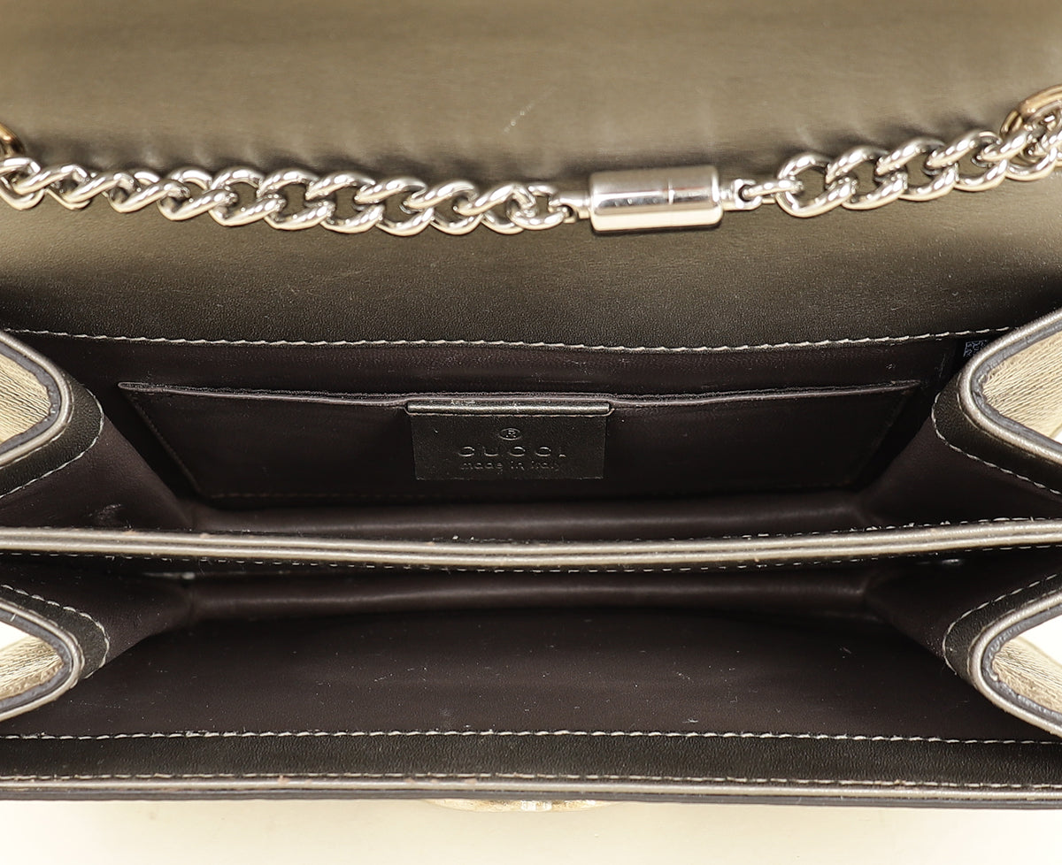 Gucci Metallic Olive Lizard Interlocking G Flap Chain Shoulder Bag-Gucci-THE CLOSET