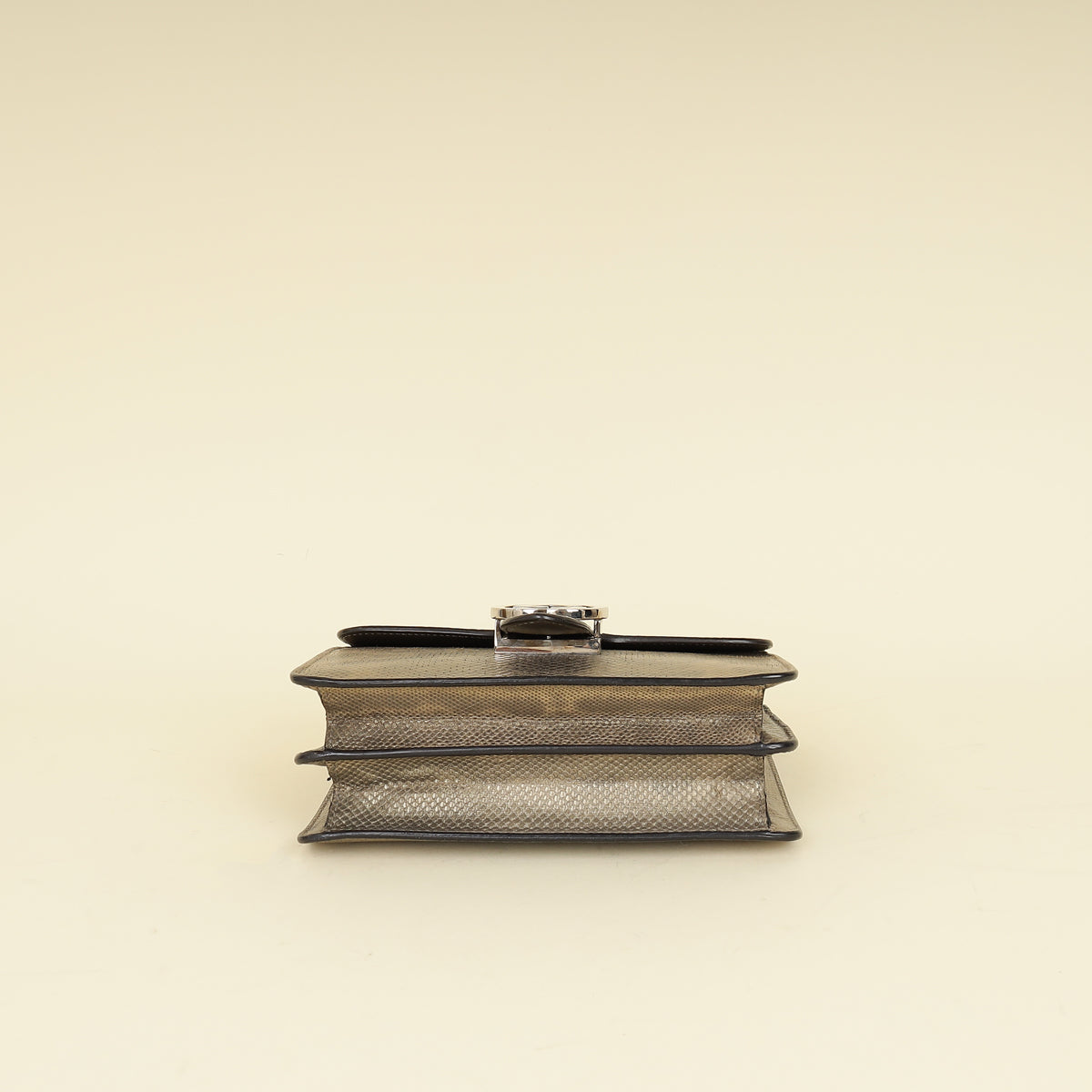 Gucci Metallic Olive Lizard Interlocking G Flap Chain Shoulder Bag-Gucci-THE CLOSET