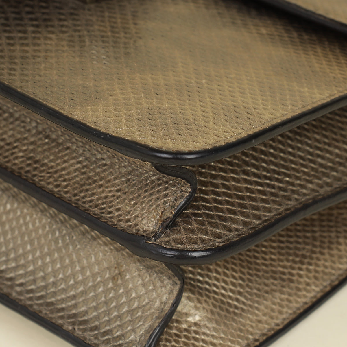 Gucci Metallic Olive Lizard Interlocking G Flap Chain Shoulder Bag-Gucci-THE CLOSET