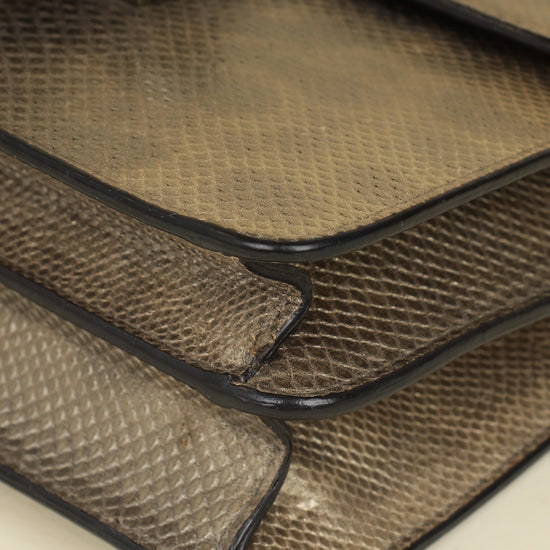 Gucci Metallic Olive Lizard Interlocking G Flap Chain Shoulder Bag-Gucci-THE CLOSET