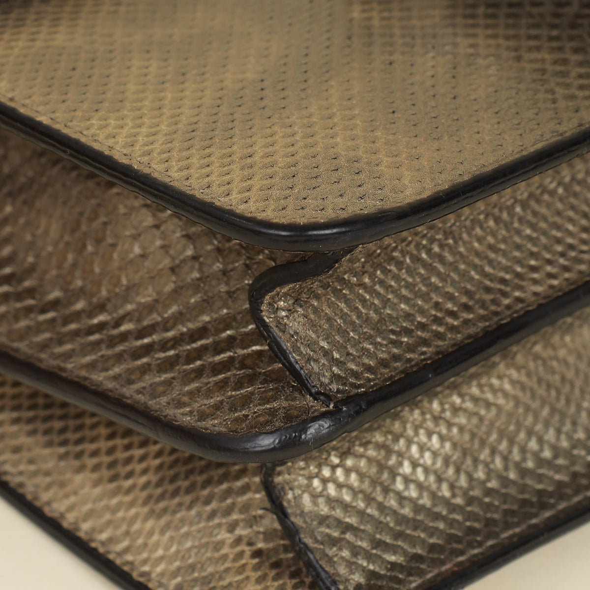 Gucci Metallic Olive Lizard Interlocking G Flap Chain Shoulder Bag-Gucci-THE CLOSET