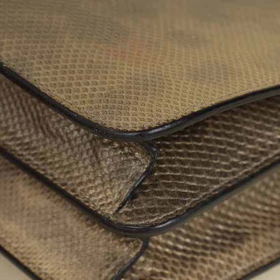 Gucci Metallic Olive Lizard Interlocking G Flap Chain Shoulder Bag-Gucci-THE CLOSET