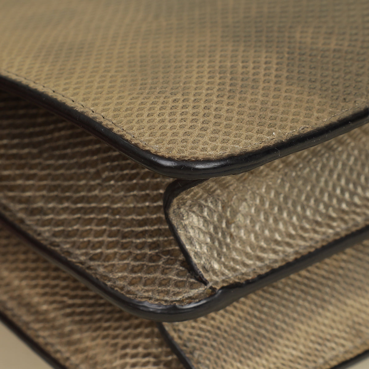 Gucci Metallic Olive Lizard Interlocking G Flap Chain Shoulder Bag-Gucci-THE CLOSET