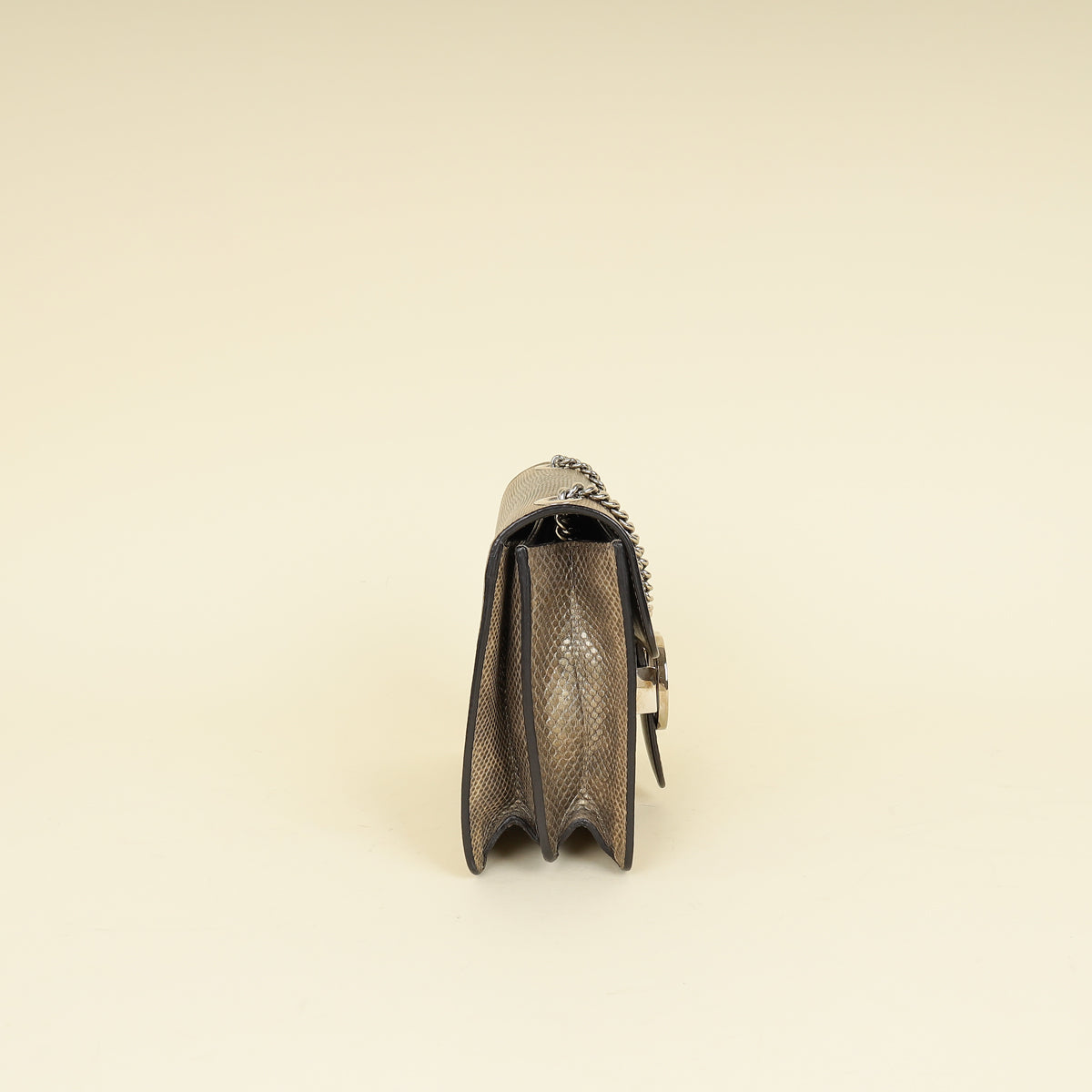 Gucci Metallic Olive Lizard Interlocking G Flap Chain Shoulder Bag-Gucci-THE CLOSET