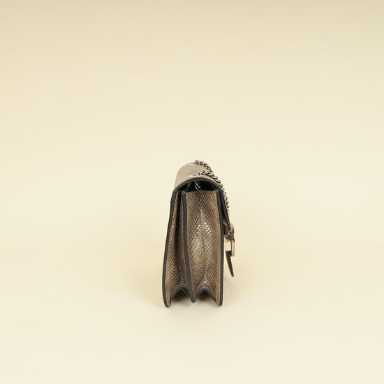 Gucci Metallic Olive Lizard Interlocking G Flap Chain Shoulder Bag-Gucci-THE CLOSET