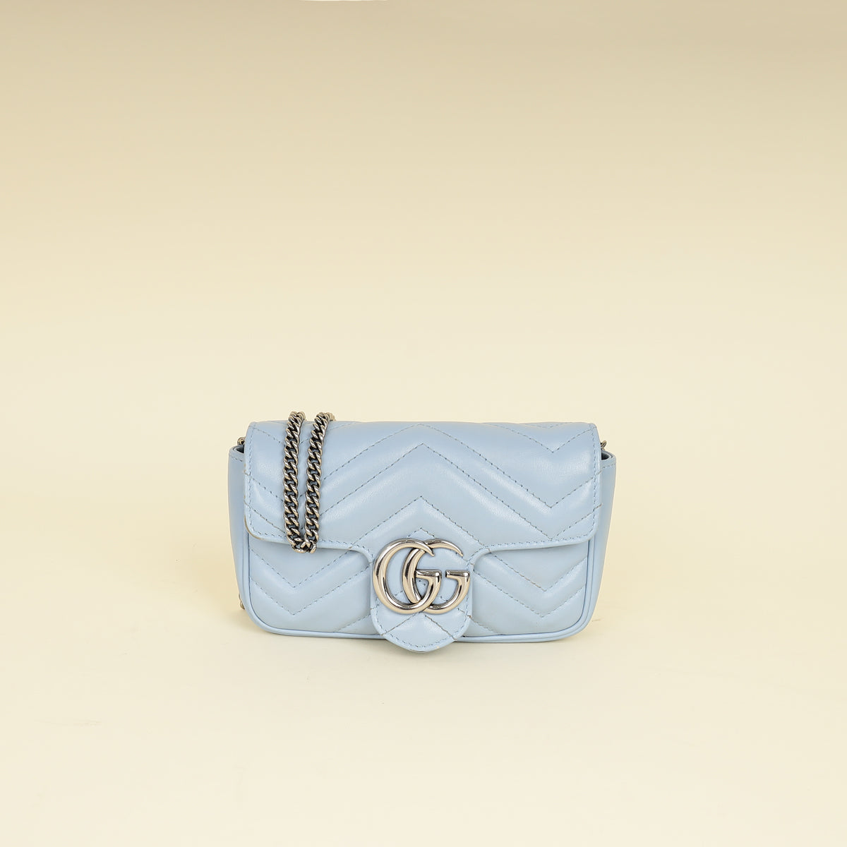 Gucci Light Blue GG Marmont Mini Chain Shoulder Bag-Gucci-THE CLOSET