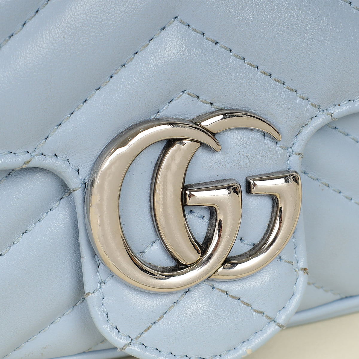 Gucci Light Blue GG Marmont Mini Chain Shoulder Bag-Gucci-THE CLOSET