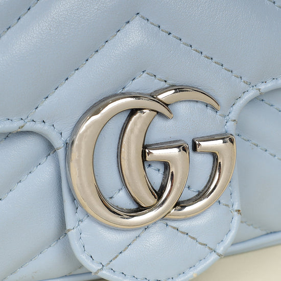 Gucci Light Blue GG Marmont Mini Chain Shoulder Bag-Gucci-THE CLOSET