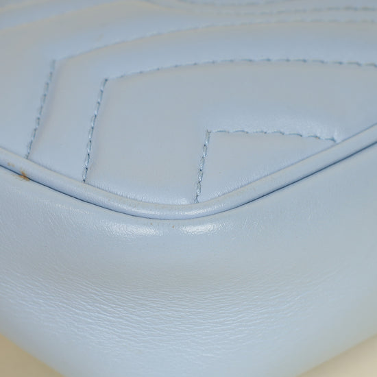 Gucci Light Blue GG Marmont Mini Chain Shoulder Bag-Gucci-THE CLOSET