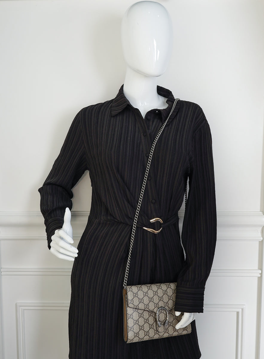 Gucci Ebony GG Supreme Dionysus Wallet on Chain