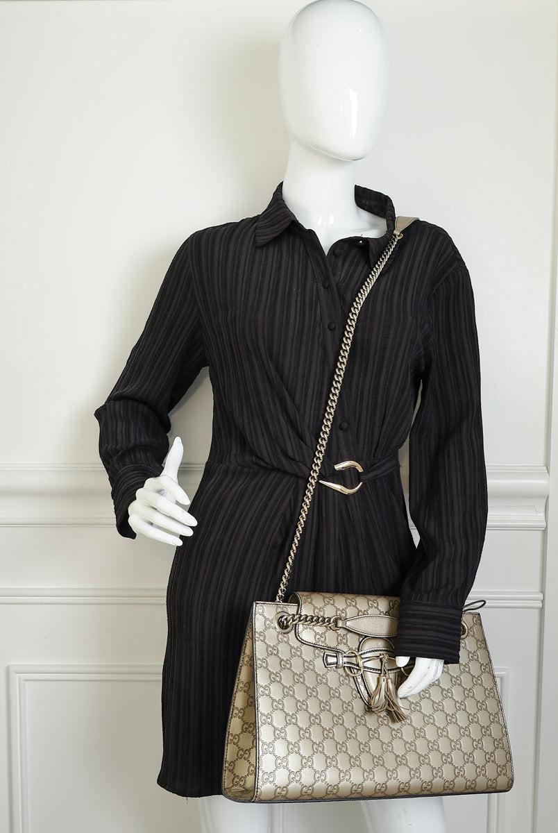 Gucci Champagne GG Guccissima Large Emily Bag