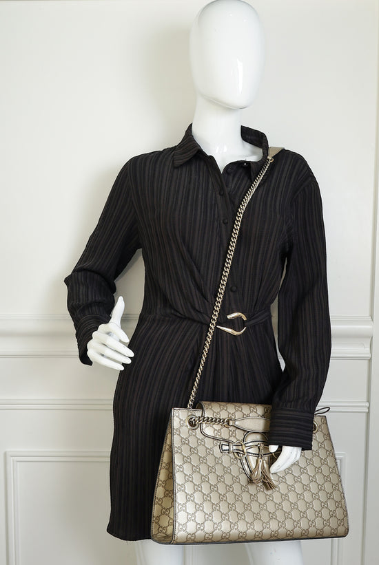 Gucci Champagne GG Guccissima Large Emily Bag