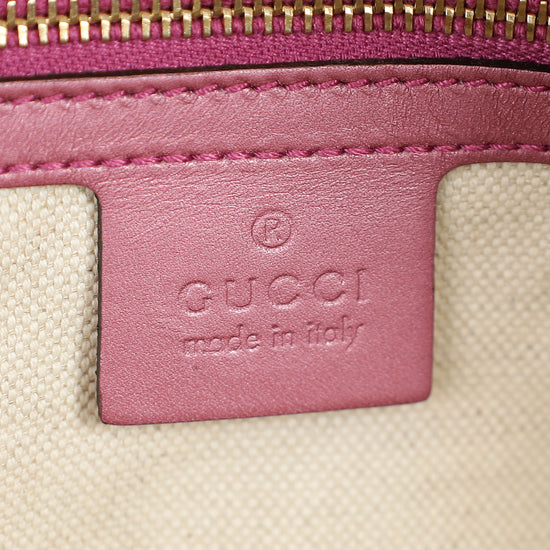 Gucci Metallic Pink Guccissima Heart Bit Charm Dome Satchel Bag
