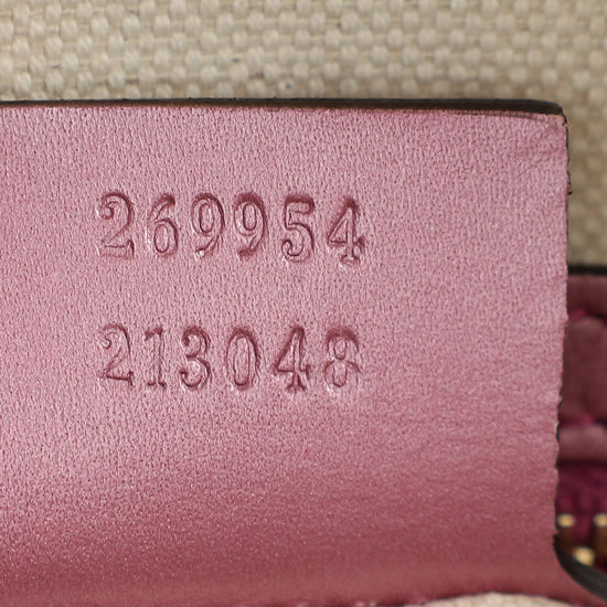 Gucci Metallic Pink Guccissima Heart Bit Charm Dome Satchel Bag