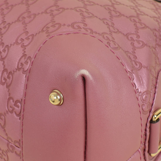 Gucci Metallic Pink Guccissima Heart Bit Charm Dome Satchel Bag