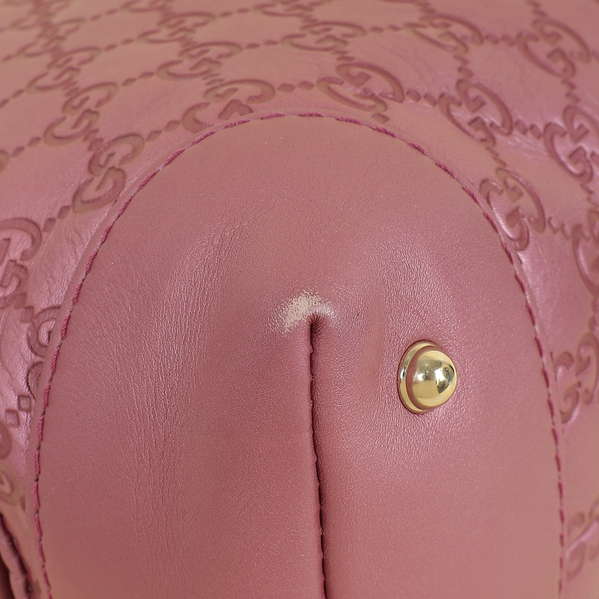 Gucci Metallic Pink Guccissima Heart Bit Charm Dome Satchel Bag