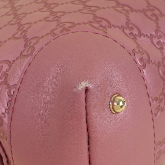 Gucci Metallic Pink Guccissima Heart Bit Charm Dome Satchel Bag