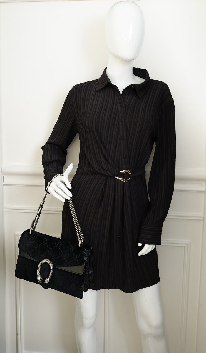 Gucci Black GG Velvet Dionysus Medium Shoulder Bag