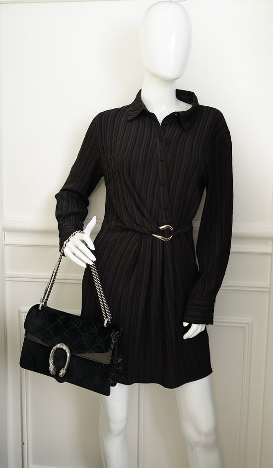 Gucci Black GG Velvet Dionysus Medium Shoulder Bag