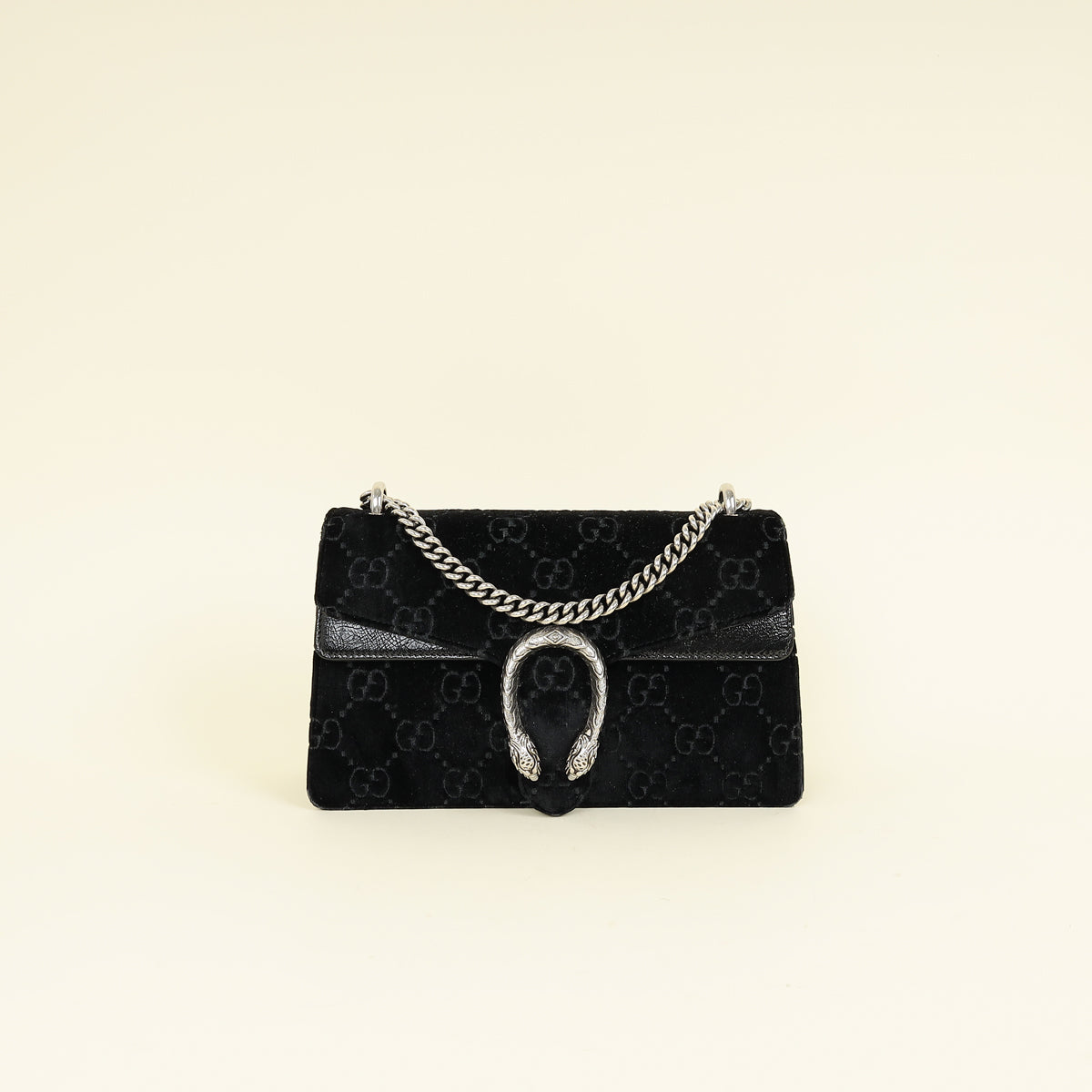 Gucci Black GG Velvet Dionysus Medium Shoulder Bag