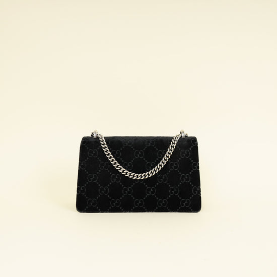 Gucci Black GG Velvet Dionysus Medium Shoulder Bag