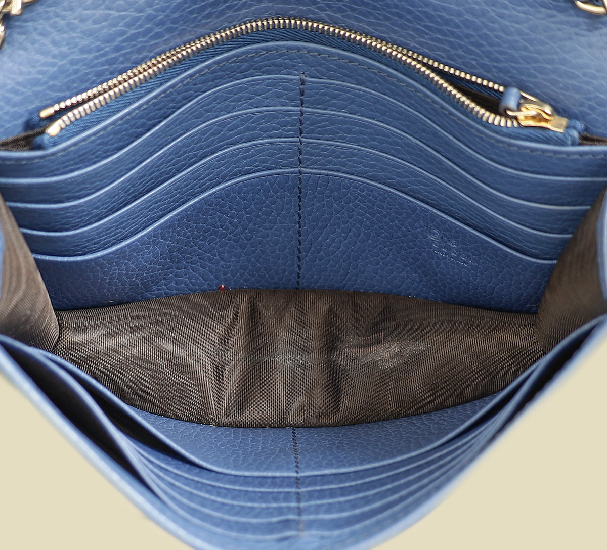 Gucci Navy Blue Interlocking G Wallet On Chain