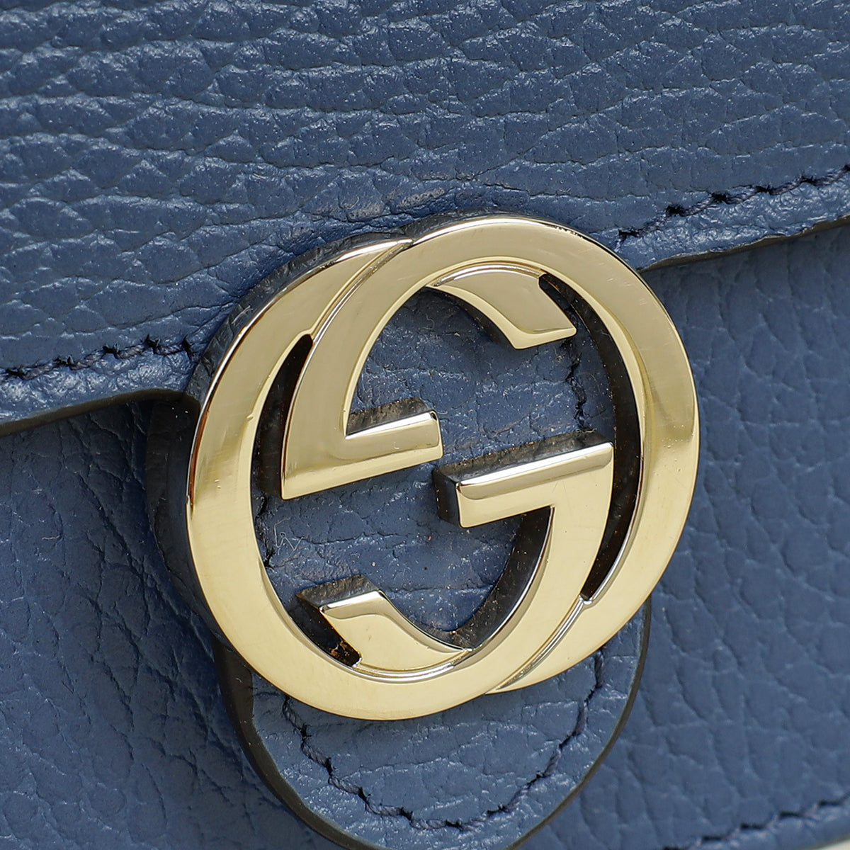 Gucci Navy Blue Interlocking G Wallet On Chain